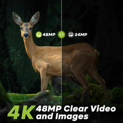 CAMPARK Trail Camera 4K 48MP Game Hunting Deer Camera with Night Vision Waterproof IP66 0.1s Trigger Time Latest Sensor Motion Time-Lapse 120 Wide-Angle 2.0” LCD for Wildlife Monitoring