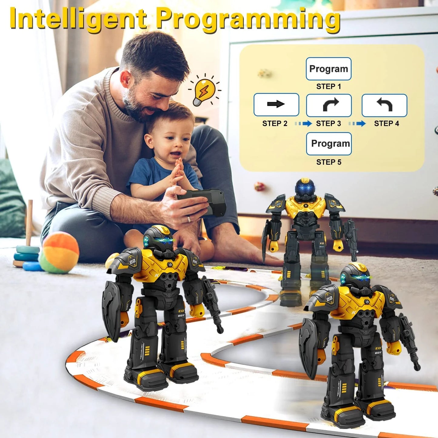 JUGAAD LIFE RC Robot Toys for Kids, Smart Remote Control Robot with Talking, Singing, Dancing, Programmable Interactive Gesture Sensing, Gifts for Boys Girls Age 3 4 5 6 7 8-12 Years Old (Yellow)