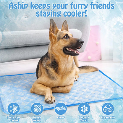 Aship Dog Cooling Mat, 44x 32 Extra Large Self-Cooling Mat for Dog Cat, Arc-Chill Cooling Fiber & Endothermic Color Changing Pet Cooling Pad for Hot Summer, Washable Non Toxic & Foldable