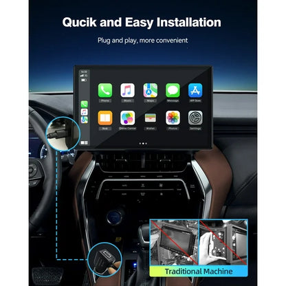 Lamtto 9 inch Wireless Apple Carplay and Android Auto,Portable Touch Screen Car Stereo, with Bluetooth, FM, GPS Navigation, Siri, 1080P Backup Camera