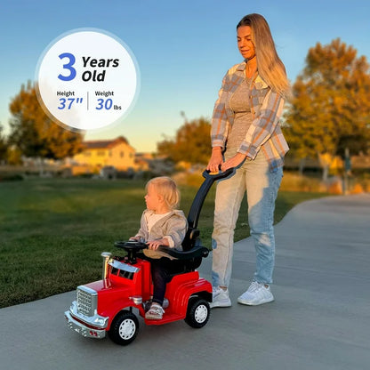 Hikiddo 3 in 1 Toddler Push Car, Kids Ride on Toy for Toddler Aged 1-3 with Handle, Music - Red