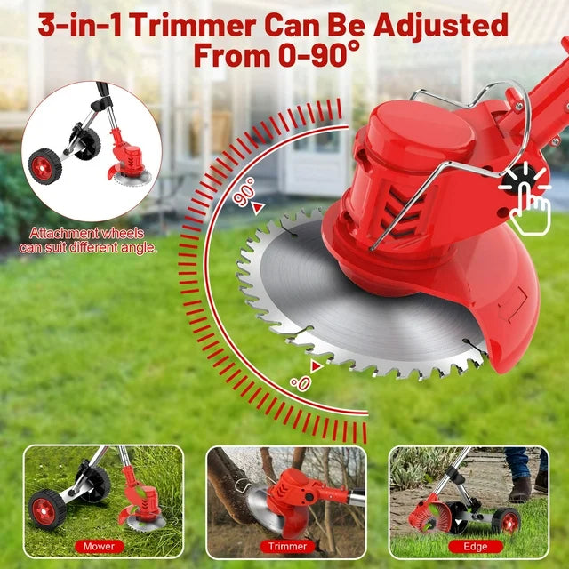 Cordless Weed Eaters Electric Grass Trimmer & Edger, Tanbaby 6 inch 3-in-1 Weed Wacker Kit with Upgraded Wheels