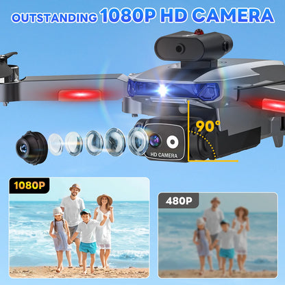 LOHEER Drone with Camera, 1080P HD FPV Drone with Brushless Motor, Altitude Hold, Gesture Selfie, 3D Flips, Waypoint Fly, Toys for Boys Girls, Beginner