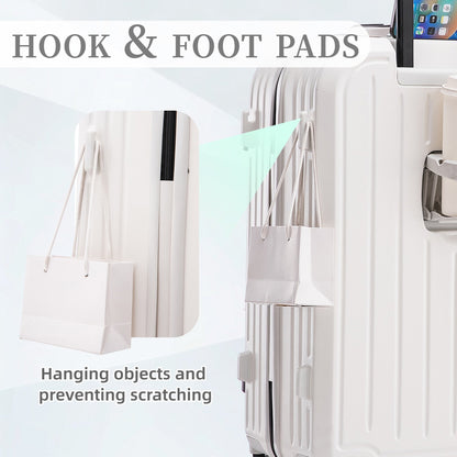 VLDTDRDI 3PCS Luggage Set with Cup Holder,Hardside Carry on Suitcase Sets with 360¡ã Spinner Wheel and USB Port, Portable Lightweight ABS Luggages for Travel, Business(20/24/28)