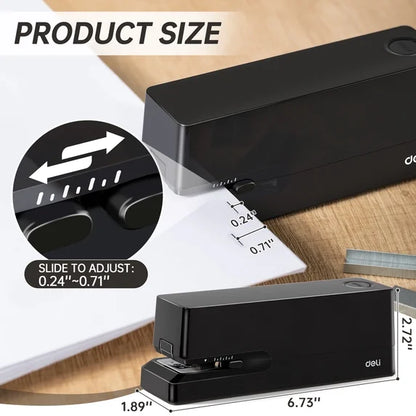 Deli 25-Sheet Electric Stapler with 2000 Staples & Staple Remover, AC or Battery Powered Staplers for Home Office, Black