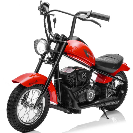 24V Kids Electric Dirt Bike, 250W Powered Ride on Motorcycle Toy with Speed up to 13.6MPH, Kids Motorized Dirt Bike with PU Seat, Motorcycle for Kids Boys Girls Ages 8-14, Hand Operated Brake, Red