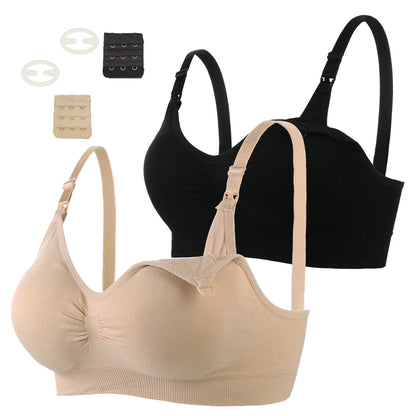 luopital 2Pcs Nursing Bra for Breastfeeding Comfortable Maternity Bras for Womens, Seamless Wireless Bras Women Sleep Bralette L