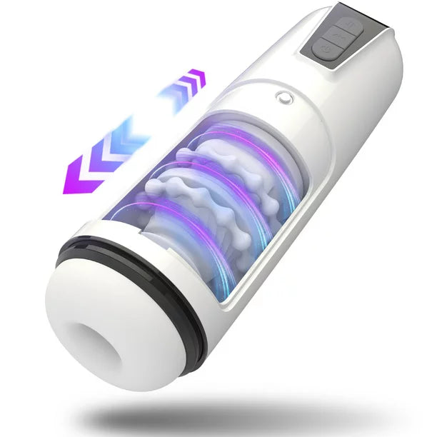 AOPAR Automatic Male Masturbator Cup with 7 Thrusting Rotating Modes Electric Stroker Toy Adult Sex Toys for Men White