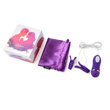 Aopar Nipple Clip Vibrating Breast Clamps Electric Nipple Stimulator with Remote Control 10-mode Sex Toys for Women Men, Purple