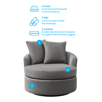 Mjkone 2 Piece Upholstered Living Room Sofa Set, Sectional Sofa Couch, Linen Furniture Sets Including 3-Seater Sofa and Single Sofa Chair for Apartment/Living Room/Bedroom (Light Grey)