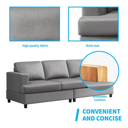Mjkone 2 Piece Upholstered Living Room Sofa Set, Sectional Sofa Couch, Linen Furniture Sets Including 3-Seater Sofa and Single Sofa Chair for Apartment/Living Room/Bedroom (Light Grey)