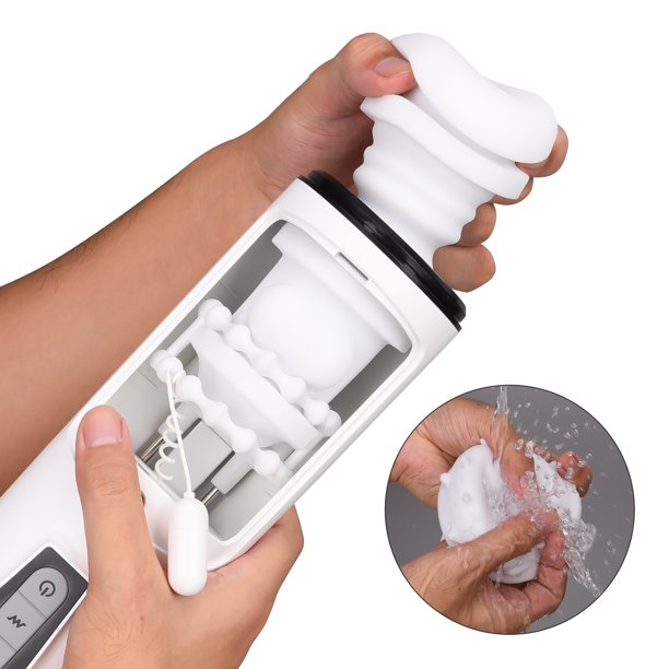AOPAR Automatic Male Masturbator Cup with 7 Thrusting Rotating Modes Electric Stroker Toy Adult Sex Toys for Men White