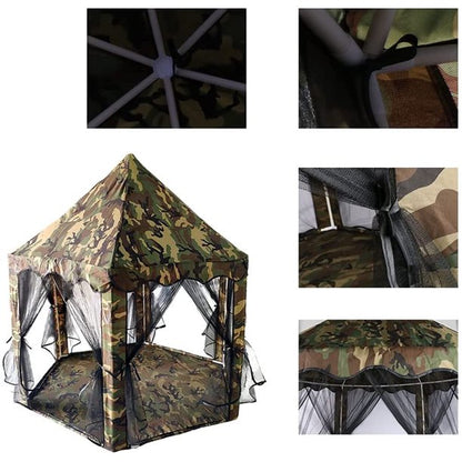 Camouflage Castle Kids Play Tent For Indoor And Outdoor