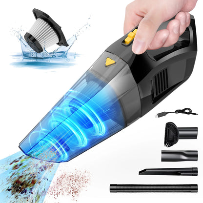 iFanze Portable Car Vacuum, 7kpa Powerful Handheld Vacuum Cordless Mini Cordless Vacuum Cleaner, 120W Rechargeable for Home Car, Black