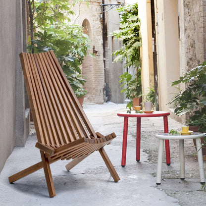 KOWILK Wooden Folding Chair for Outdoor, Low Profile Acacia Wood Lounge Chair with FSC Certified Acacia Wood, Fully Assembled (Espresso)