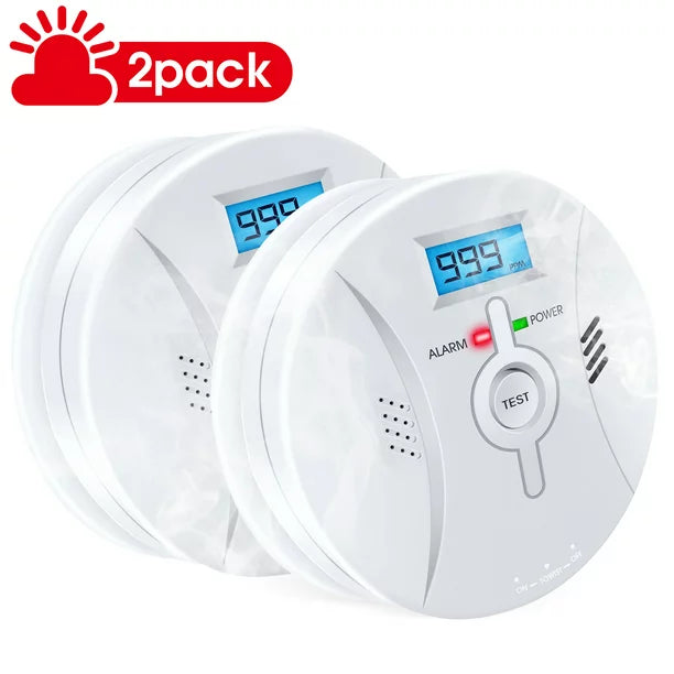 Carbon Monoxide Detectors 2Pack, iFanze Sensitive Wireless Carbon Monoxide Alarm CO Detector with LCD Digital Display Plug-in Wall for Home Office Factory