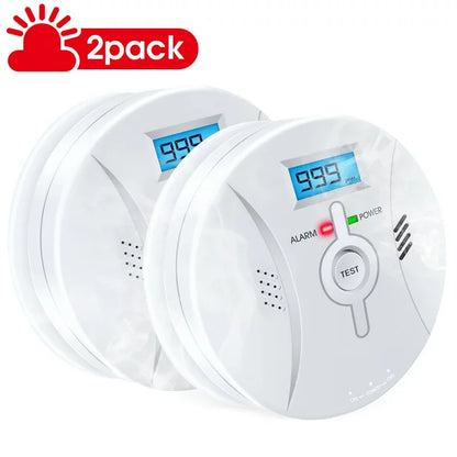 Carbon Monoxide Detectors 2Pack, iFanze Sensitive Wireless Carbon Monoxide Alarm CO Detector with LCD Digital Display Plug-in Wall for Home Office Factory