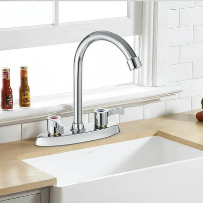 Double Holes and Handles Kitchen Faucet Hot Cold Basin Sink Mixer Water Tap