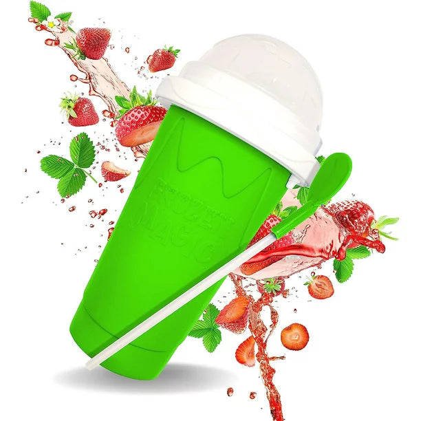 Melliful Slushy Maker Cup, Quick Frozen Magic Cup, DIY Homemade Squeeze Icy Cup for Milk Shake, Smoothies, Slushies, 300ml, Green