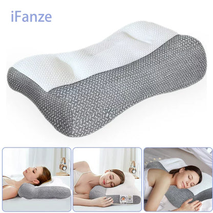 Ergonomic Pillow, Memory Foam Pillows Neck Pillow for Neck and Shoulder Pain, Ergonomic Orthopedic Bed Pillow for Side Back Stomach Sleeper, Grey