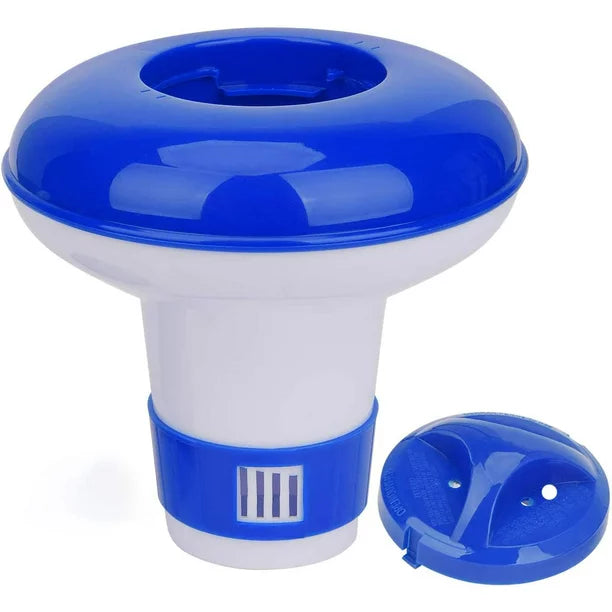 iFanze 5 inch Pool Chlorine Floating Dispenser, Compatible with 1" Chlorine Tablets and Bromine, Blue/White
