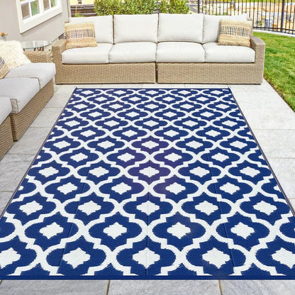 GOTGELIF 6x9 Outdoor Rug Waterproof Area Rugs Reversible Patio Rug Portable Rug with 4 Ground Nails for RV,Patio,Backyard,Deck,Picnic,Beach