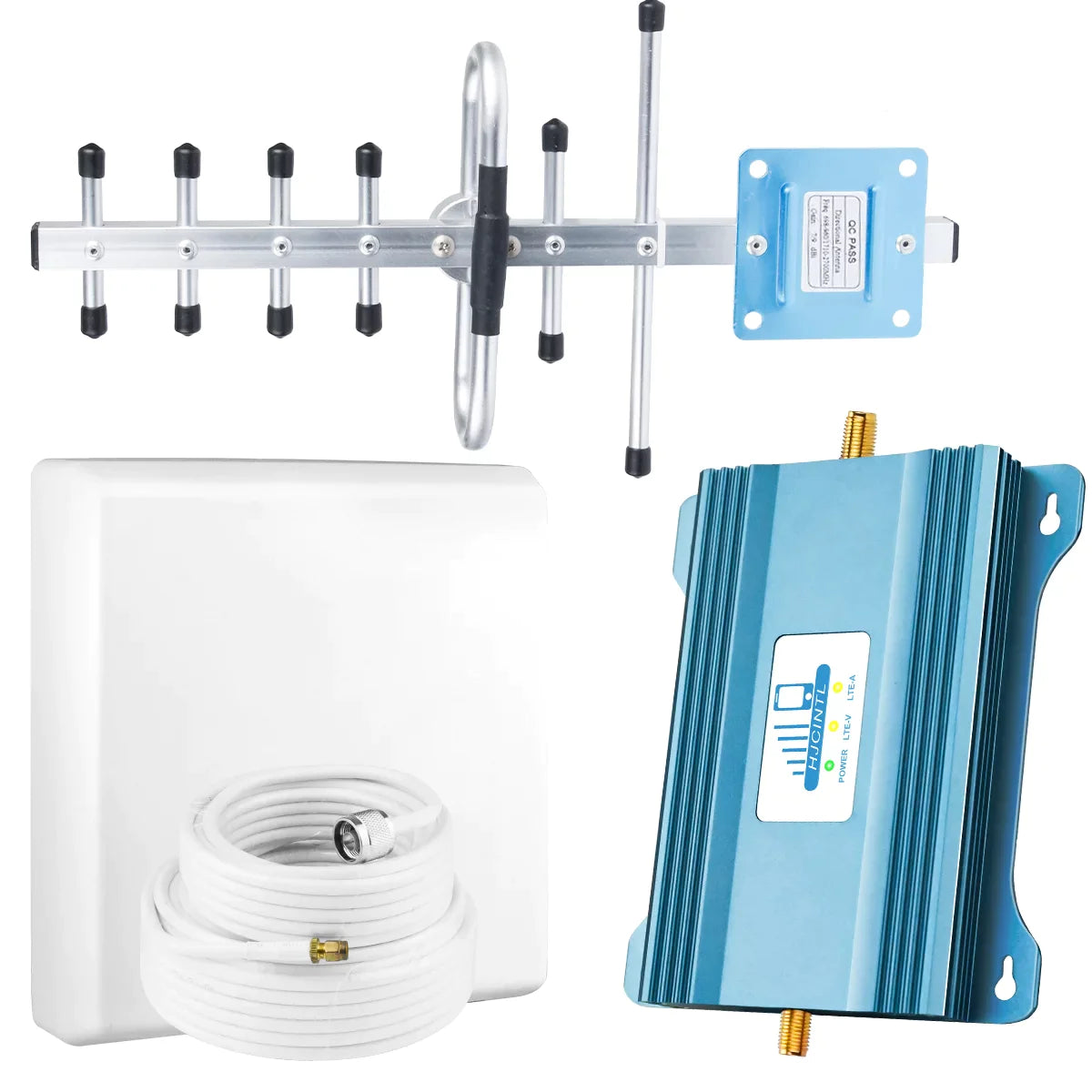 HJCINTL Cell Phone Booster for Home for Verizon AT&T | Up to 5,000 Sq Ft | Boost 4G LTE 5G Signal on Band 12/13/17 | 65dB Dual Band Cell Phone Signal Booster with High Gain Antennas | FCC Approved