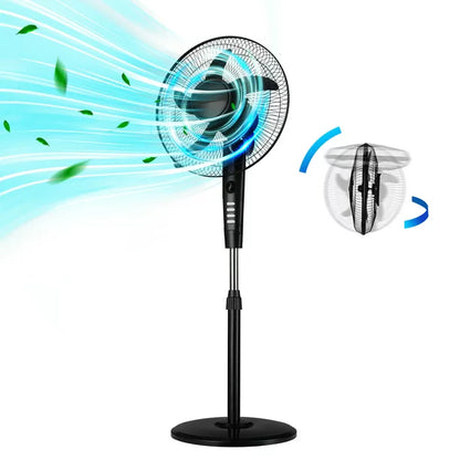 IFANZE 16" Pedestal Fan, Brushless Motor Oscillating Stand Fan Height Adjustable, 3 Speeds Settings, Ideal for Home Office Bedroom Use
