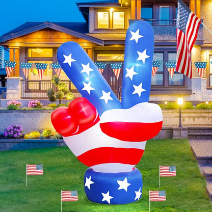 iFanze 5FT Patriotic 4th of July Inflatables, Americana Peace Sign Blow up for Independence Day Home Garden Indoor Outdoor Patriotic Party Decoration
