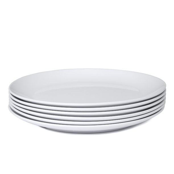 Melamine Dinner Plates - 12pcs 9inch Dinnerware Dishes Set for Indoor and Outdoor Use, Break-resistant, White