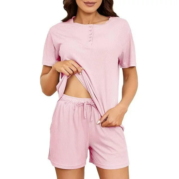 HEARTNICE Pajamas Set for Women, 2 Piece Soft Shorts Lounge Sets Short Sleeve Sleepwear Summer PJ