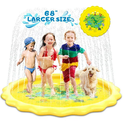Melliful 68" Splash Pad for Kids Toddlers, Sprinkler for Kids Dog Splash Pad, Baby Outdoor Water Toys Play Mat for Learning, Yellow