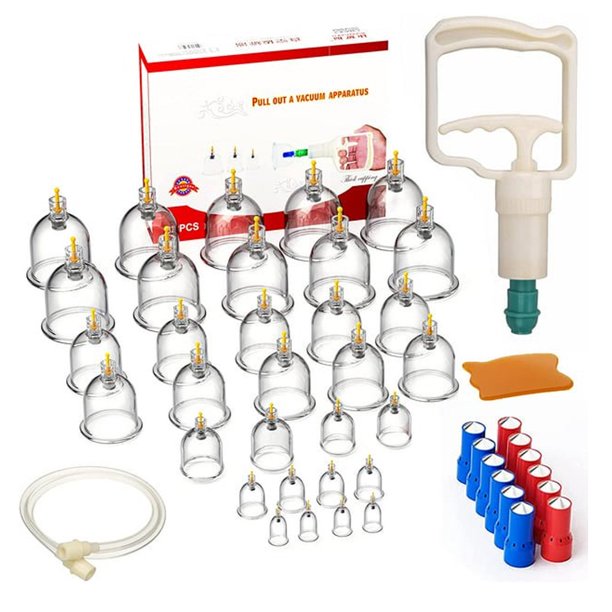 iFanze Cupping Set, 32 Pcs Cupping Kit, Professional Chinese Cupping Therapy, Cupping Therapy Sets with Vacuum Pump, Cups for Massage, Back Pain Relief & Cellulite Reduction
