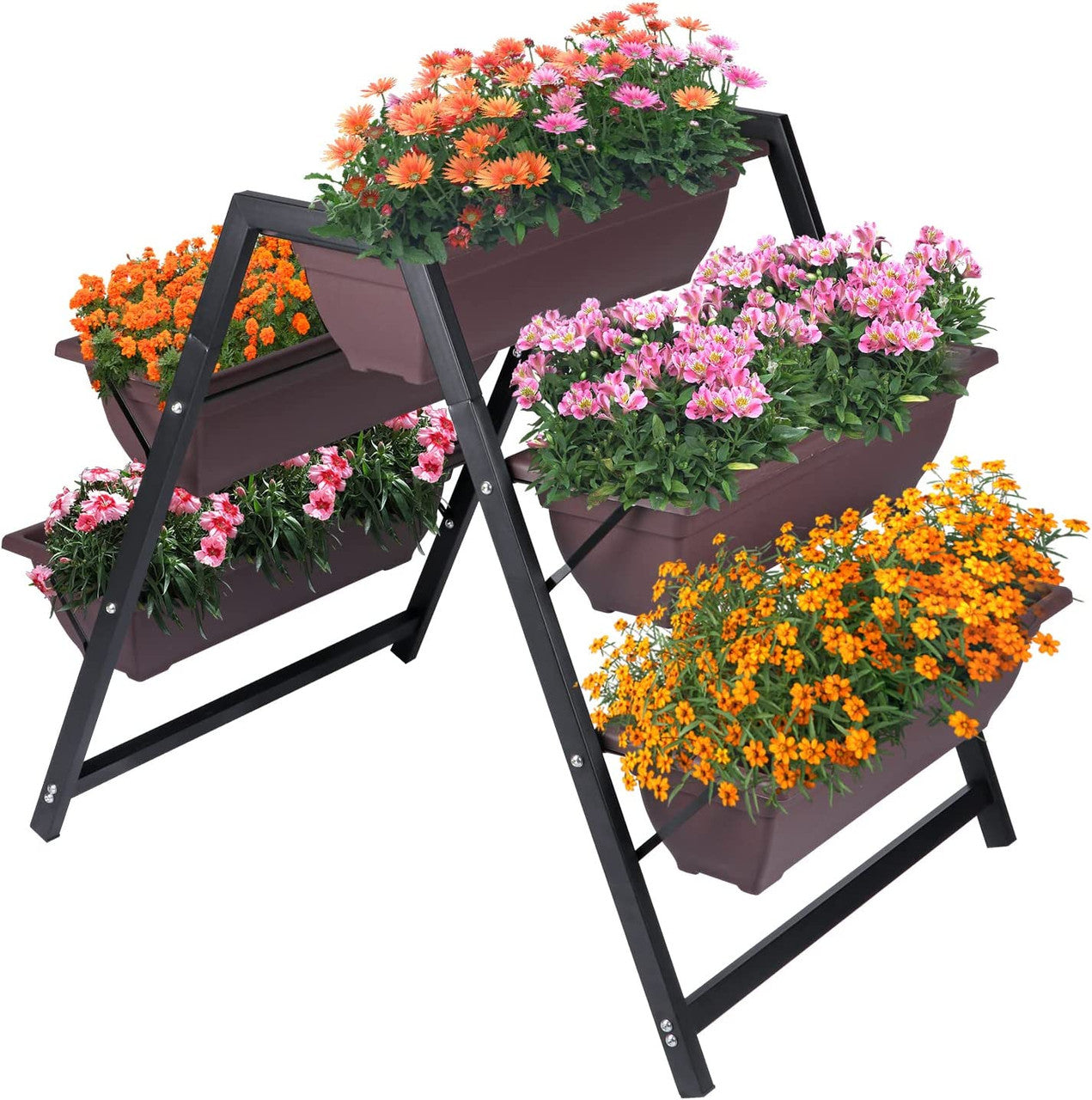 KAHOO 5 Planter Boxes Raised Garden Bed Indoor Outdoor Brown