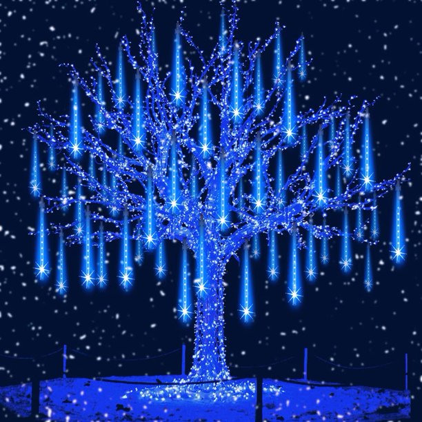 Rain Drop Lights, Aukora LED Meteor Shower Lights, Xmas Lights outdoor 12 inch 8 Tubes, Icicle Snow Falling Lights for Xmas Halloween Party Holiday Garden Tree Thanksgiving Christmas Decoration