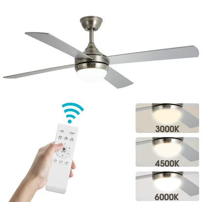 LAIGHTER 52 inch Ceiling Fan with Lights and Remote Control, 3-Color Temperature, Reversible Motor, 6 Speeds, Brushed Nickel