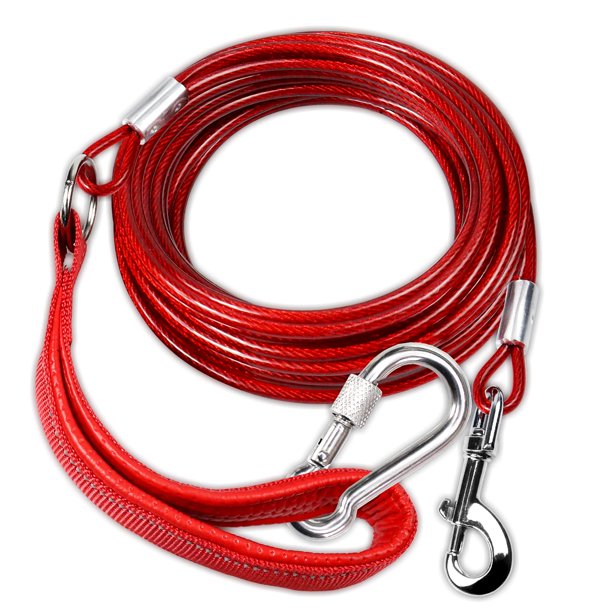 Dog Chain, Long Dog Leash Chew Proof, Tie Out Cable for Dogs Heavy Duty 10/30/50 FT with Carabiner, Dog Leads for Medium and Large Dogs Up to 125lbs
