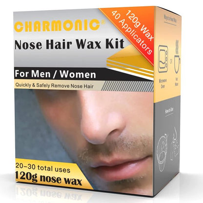 Charmonic 4.3oz/120g Nose Wax Kit for Men and Women, Quick & Painless Nose Hair Remover Wax with 40 Wax Applicator (20 Times Usage Count)