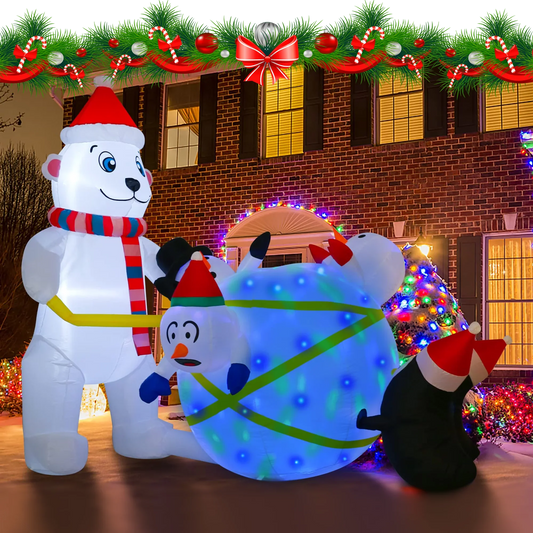 7 ft Christmas Inflatables with Colorful LED Lights Blow Ups Yard Inflatable Decorations