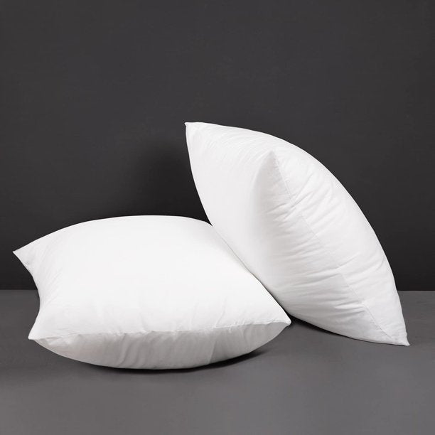 Ashler 100% Pure Cotton Soft Supportive Hypoallergenic Pillow Throw Cover Inserts Stuffer, 18 x 18 Inches, Pack of 2