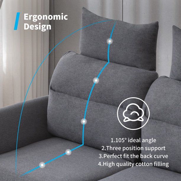 Mjkone L-Shaped Couch with Storage Ottoman and 2 USB Ports, Convertible Sectional Sofa Couch with Adjustable Armrest, Living Room Furniture Suitable for Apartment/Living Room,Dark Grey