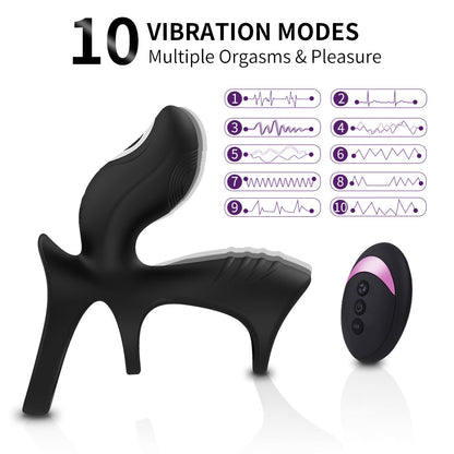 AOPAR Vibrating Penis Rings Silicone Dual-motor Penis Ring with Remote Control Sex Toys for Men Women