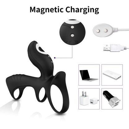 AOPAR Vibrating Penis Rings Silicone Dual-motor Penis Ring with Remote Control Sex Toys for Men Women