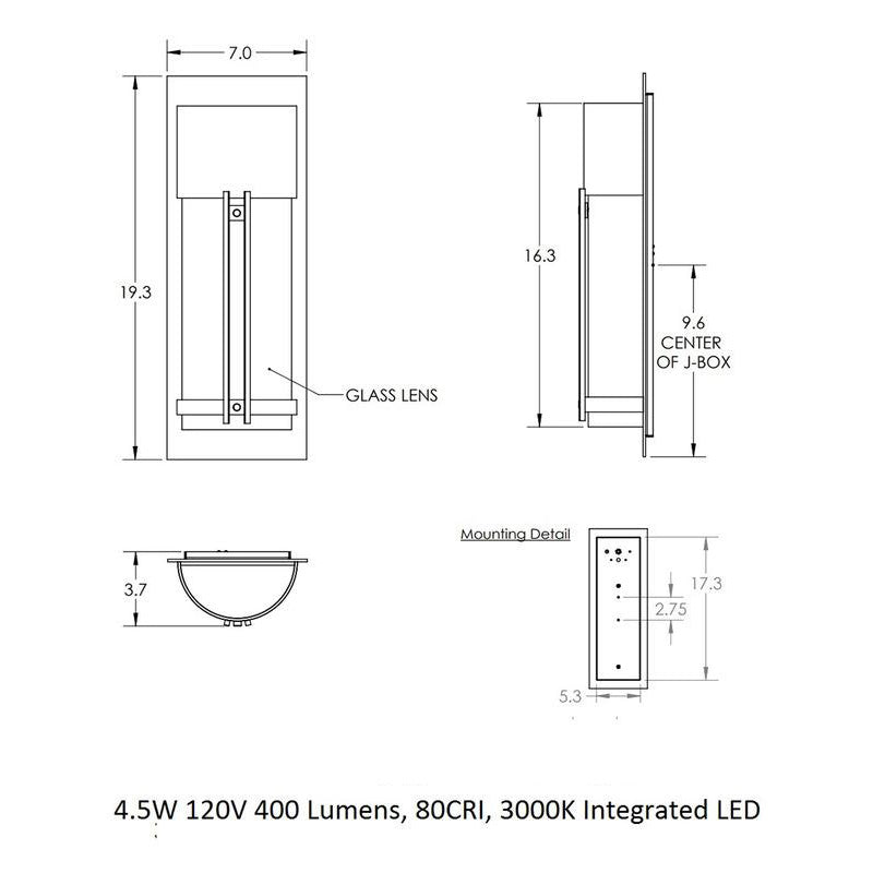 Half Round Outdoor Wall Sconce with Metalwork