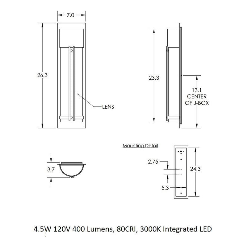 Half Round Outdoor Wall Sconce with Metalwork