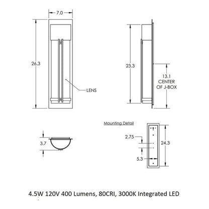 Half Round Outdoor Wall Sconce with Metalwork