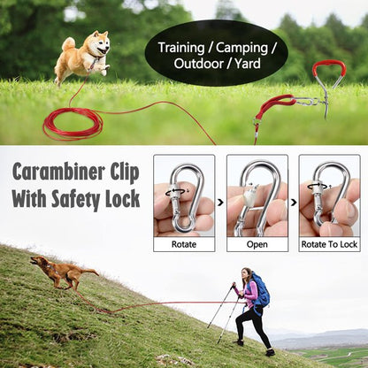 Dog Chain, Long Dog Leash Chew Proof, Tie Out Cable for Dogs Heavy Duty 10/30/50 FT with Carabiner, Dog Leads for Medium and Large Dogs Up to 125lbs