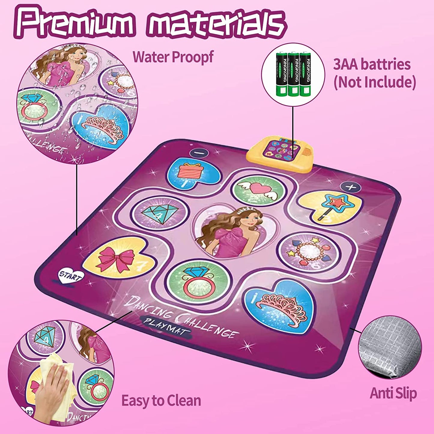 Swthlge Dance Mats Toys, 5 Game Modes Including 3 Challenge Levels, Adjustable Volume Dance Pad with LED Lights
