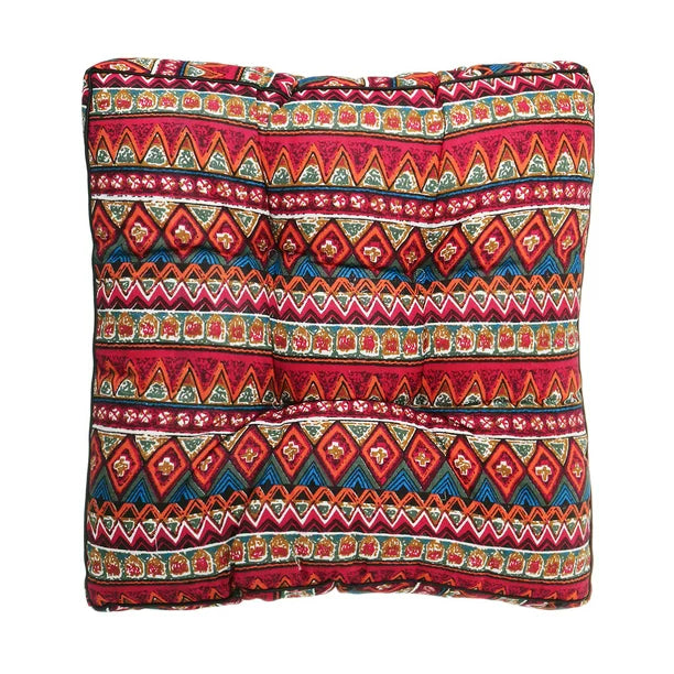 1PC Bohemian Outdoor Patio Chair Seat Pads, Square Floor Pillow, Kitchen Chair Seat Cushion Pads, Meditation Yoga Seating Cushion for Home Kitchen/Office/Garden Patio, 19.7" x 19.7" x 3.9"