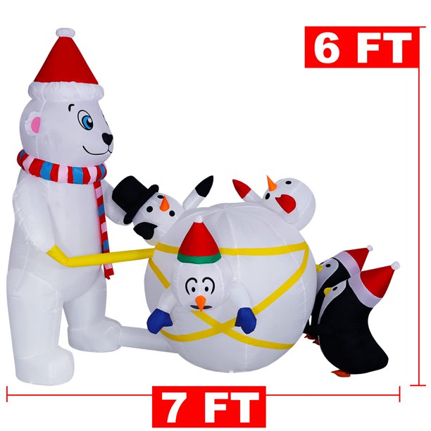 7 ft Christmas Inflatables with Colorful LED Lights Blow Ups Yard Inflatable Decorations